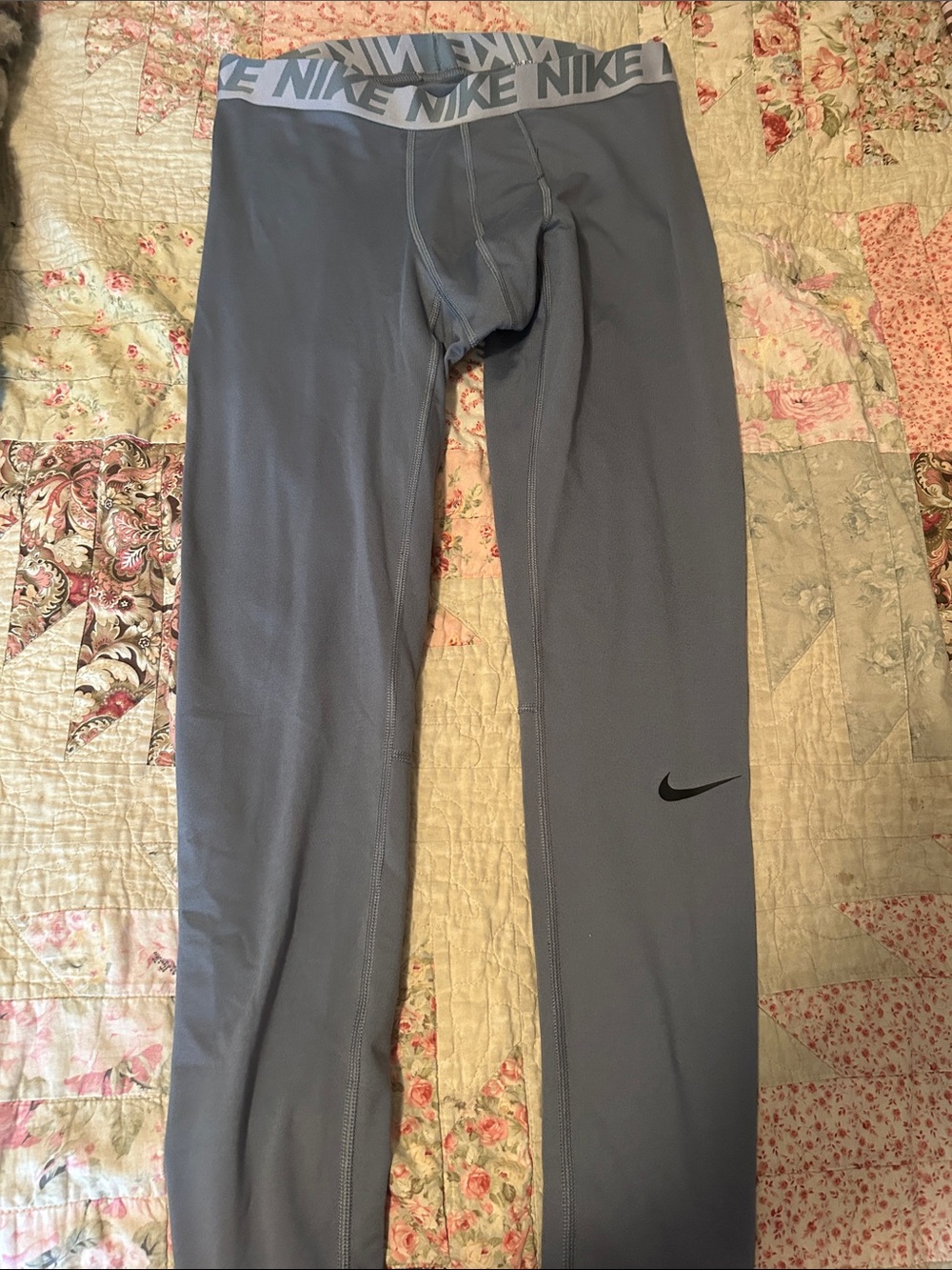 Nike Slate Gray Performance Tights with Silver Logo Waistband